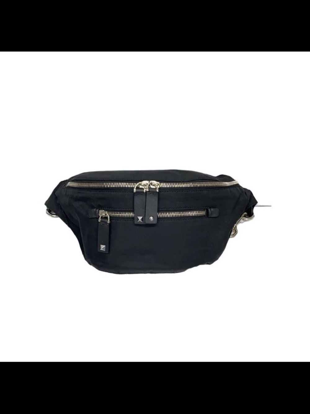 Valentino Garavani Black Nylon Belt Bag with Silver Hardware